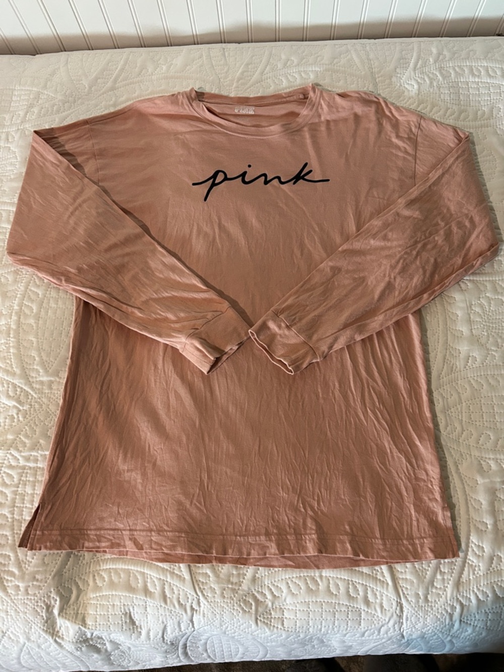 PINK Victoria's Secret Dusty Rose Crewneck long sleeve Tee Sz: M